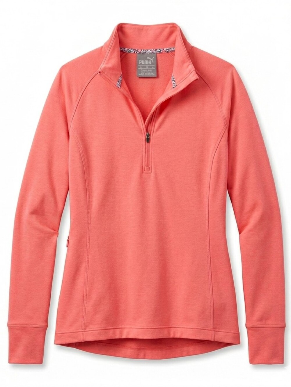 Puma Coral Pink 1/4 Zip Pullover Long Sleeve Athletic Top